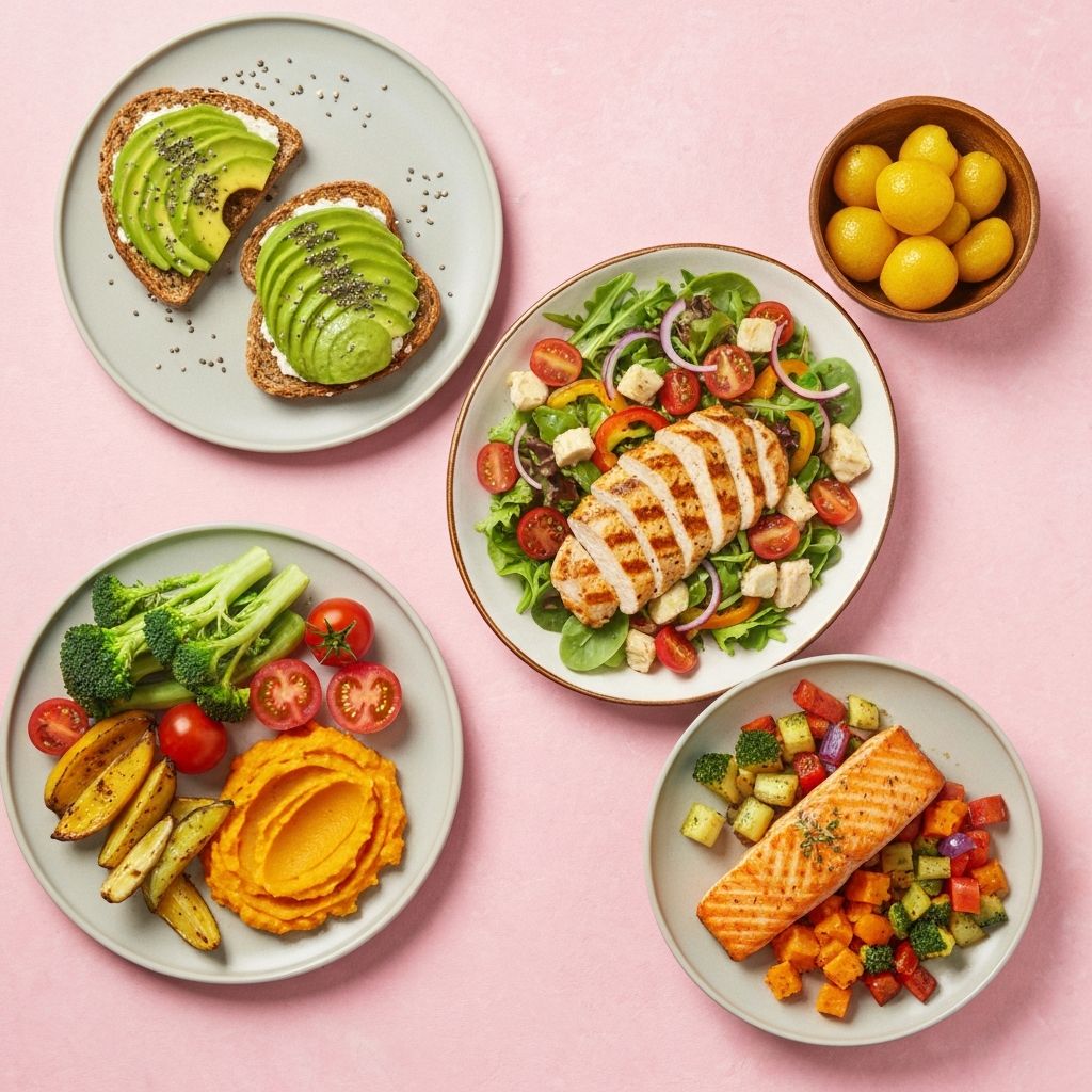 Healthy meal plan with fresh vegetables and balanced nutrition